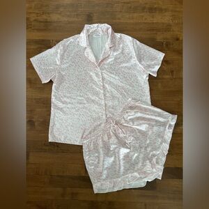 Hotouch Leopard Print Satin Pajama Short Set